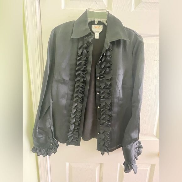 Talbots Silk blouse - Size 10 - Women’s - Romantic black- Long Sleeve Blouse - Picture 1 of 4